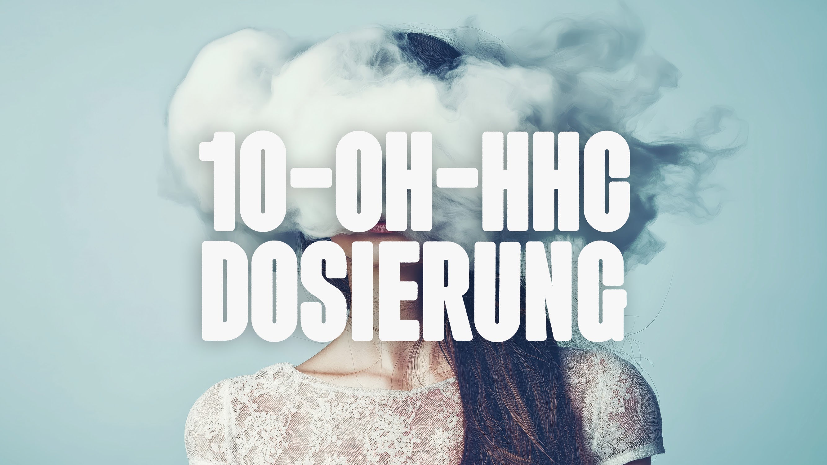 Woman in a white dress, face covered in vape smoke