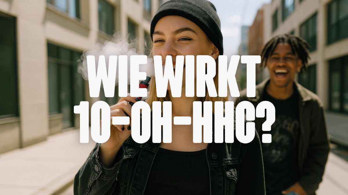 Woman with beanie vaoing and a guy in the background