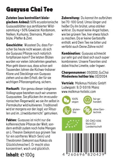 Guayusa Chai Tee - Würzige Energie aus der Natur - BIO - Happy420.de