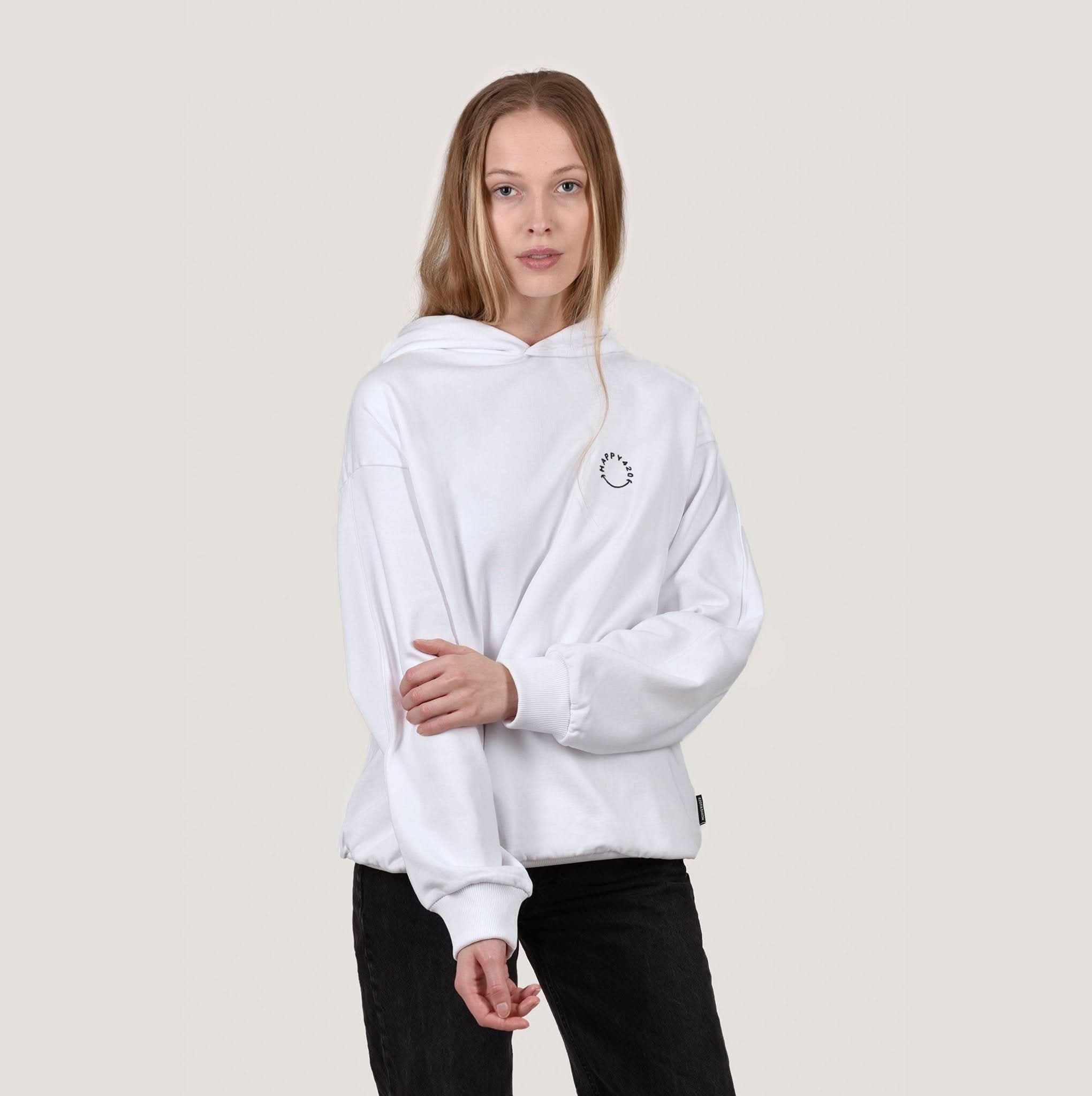 HAPPY 420 - White Oversize Hoodie - Happy420.de
