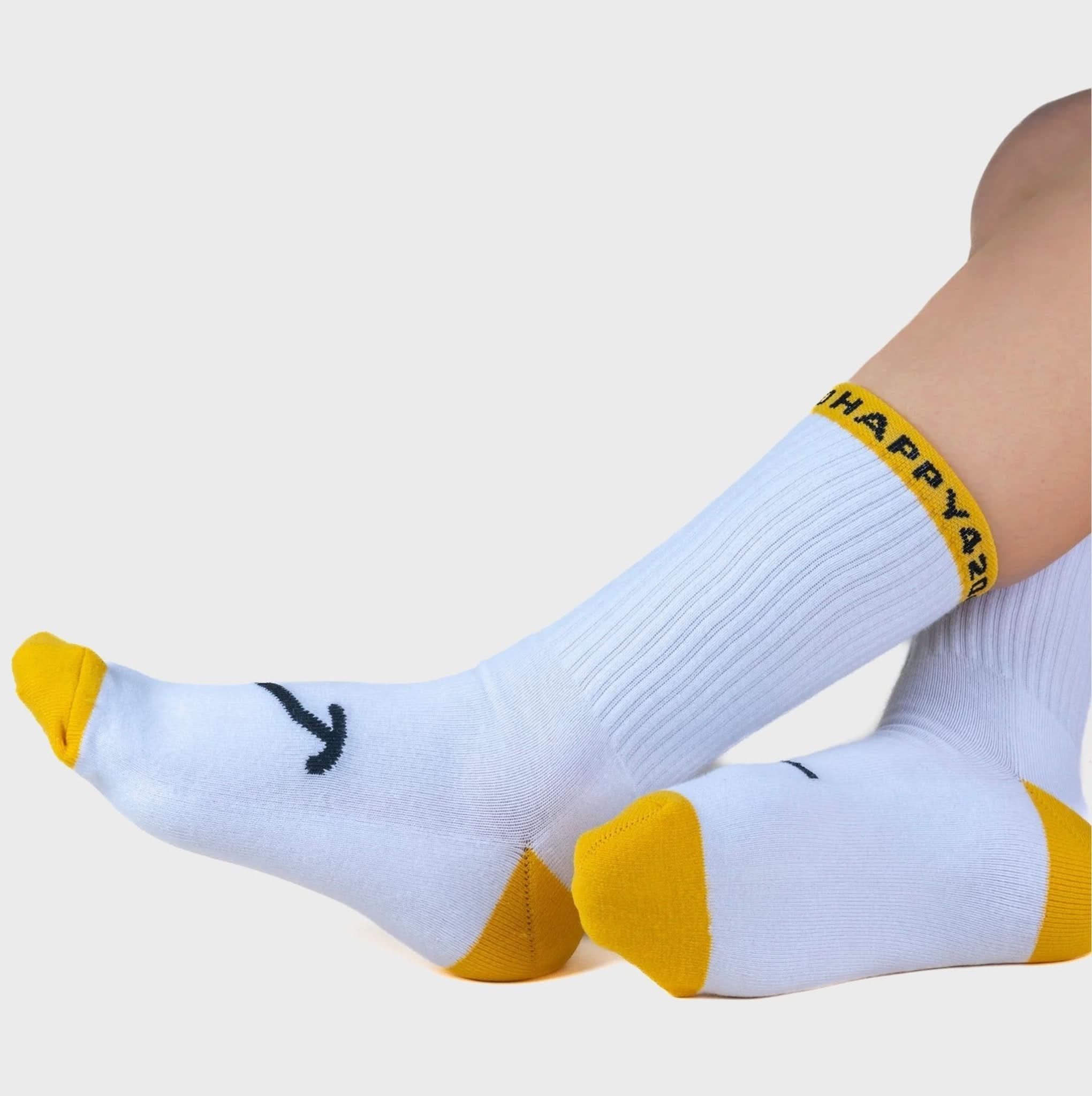 🧦 SOCKS – Smile White - Yellow One Size - Happy420.de
