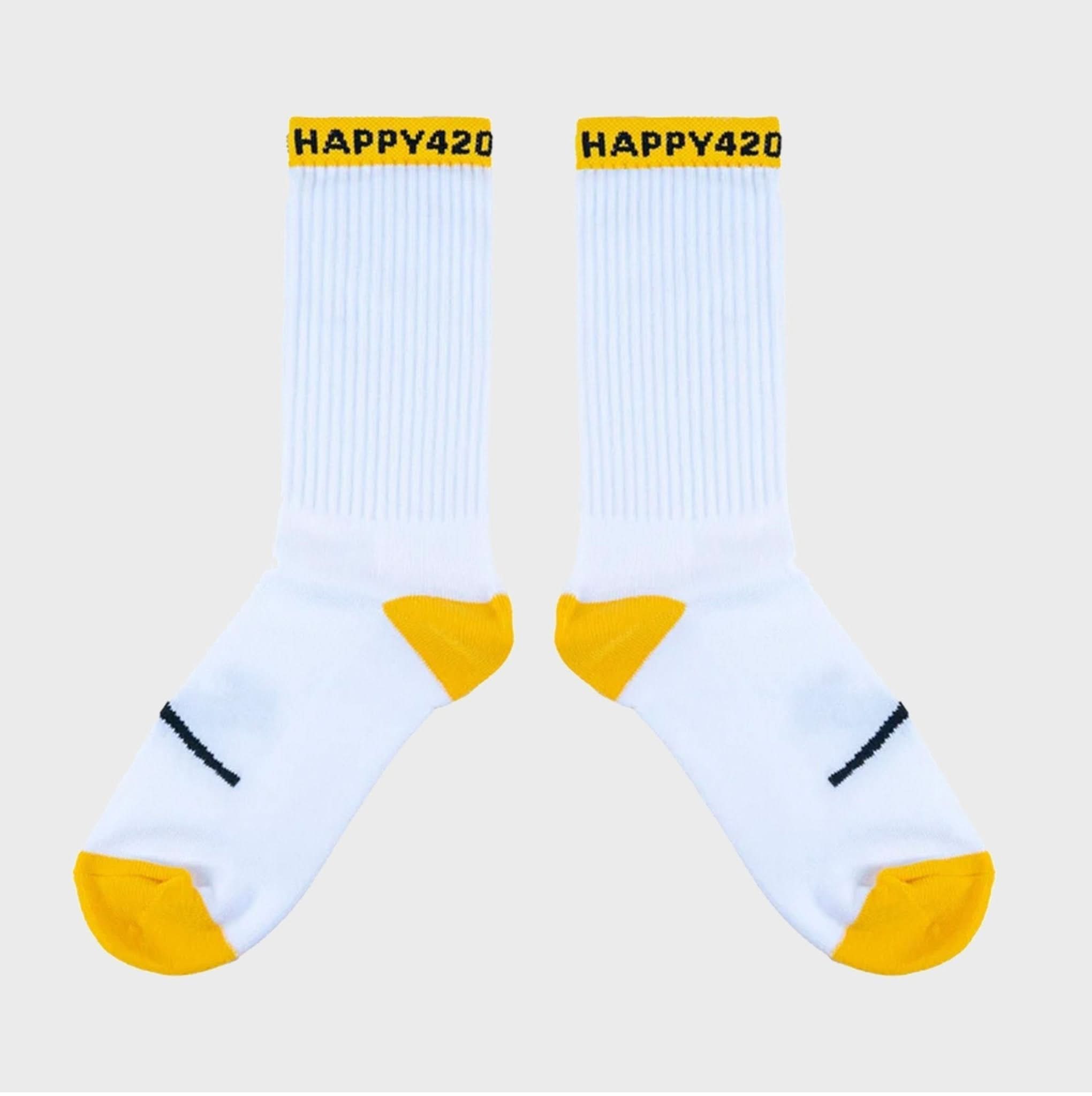 🧦 SOCKS – Smile White - Yellow One Size - Happy420.de